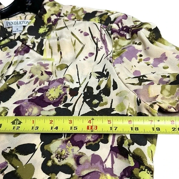 PENDLETON silk floral oversized blouse,size 6 ( Ptp 19”) med/Large  Y2K   EC - Picture 12 of 12